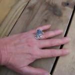 Blue Wire Wrapped Ring - si..