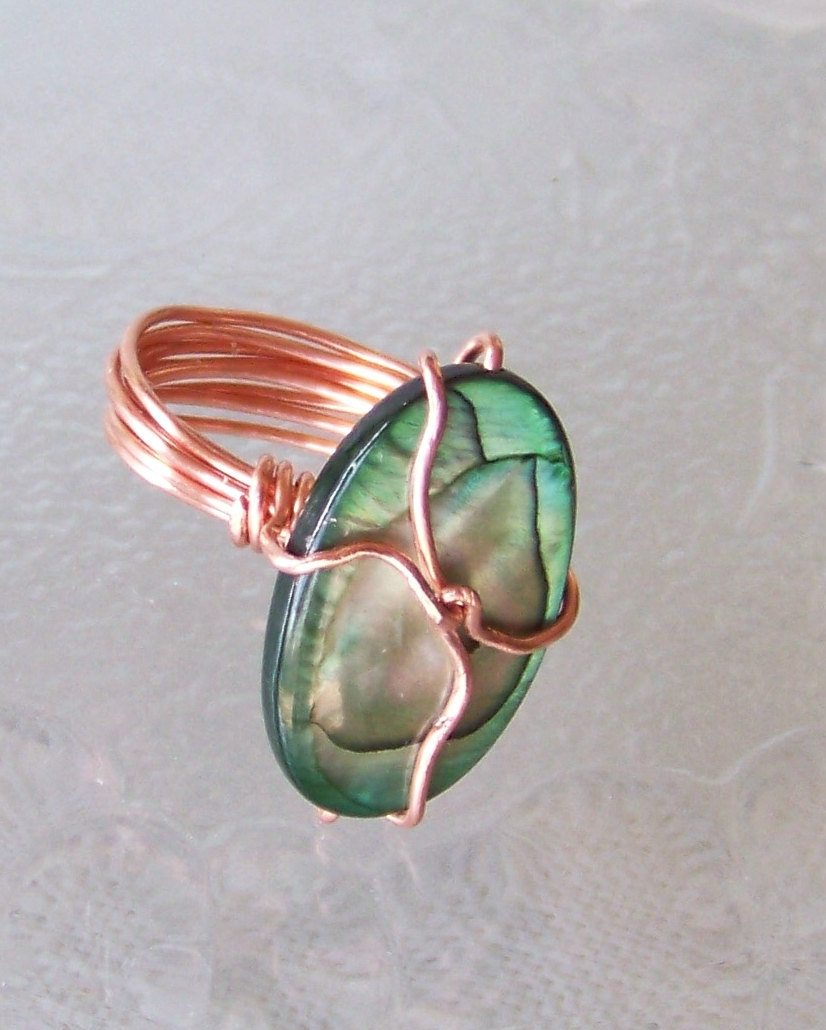Ring size 7 - Twisted Copper Wire Wrapped OOAK Art Ring