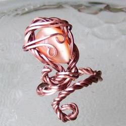 Ring size 7 adjustable - Copper Wire Wrapped OOAK Art Ring