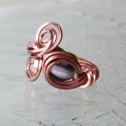 Ring size 4 adjustable - Wire Wrapped OOAK Art Ring Twisted Copper