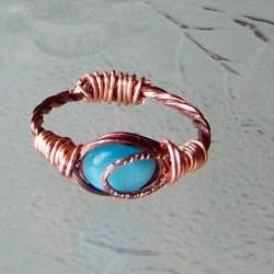 Ring size 7.5 - Copper Wire Wrapped OOAK Art Ring