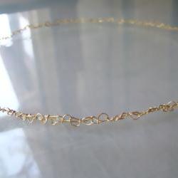 Necklace, Golden Brass Crochet, 20 inch Length